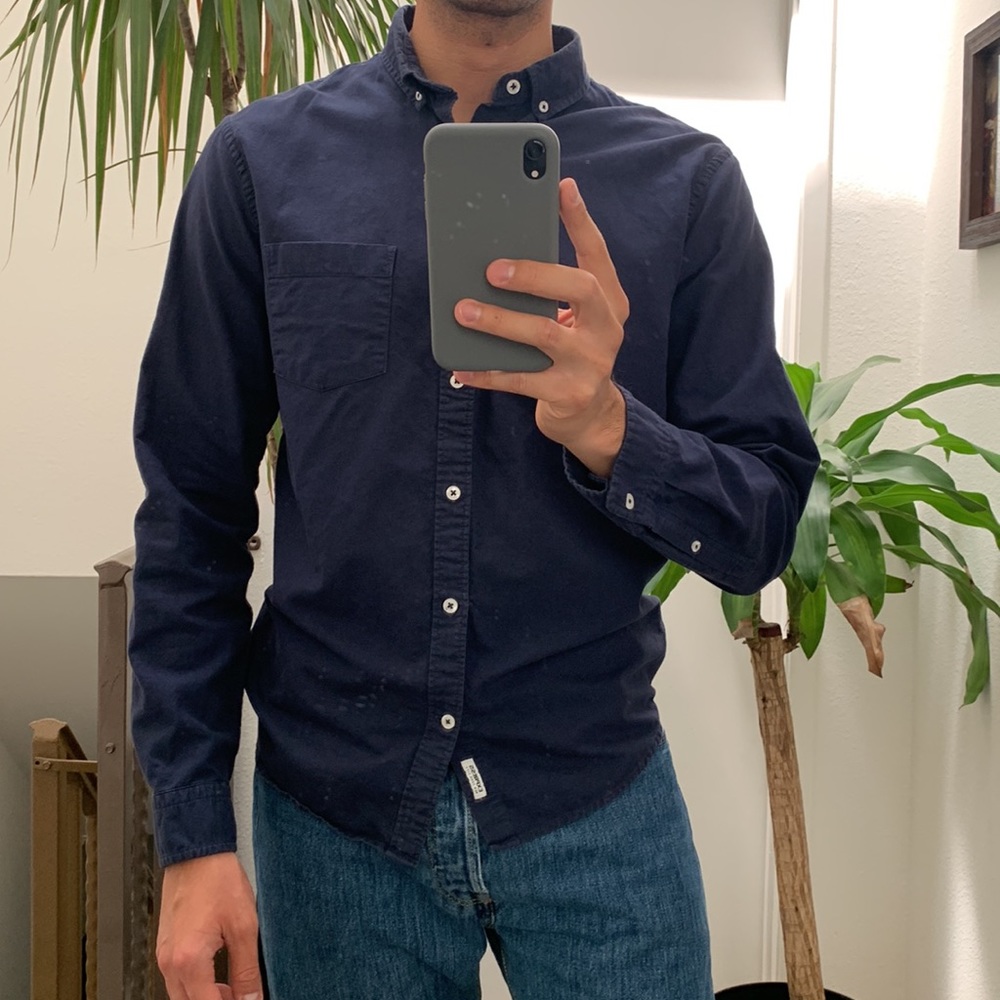 Oxford Shirt ,100% cotton Size Large, BLUE